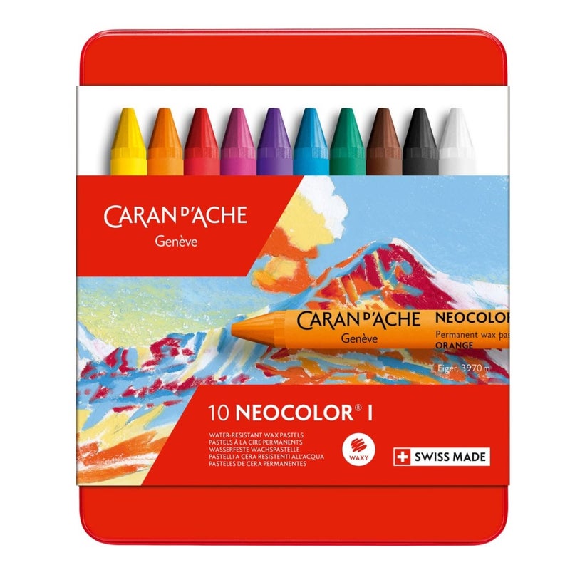 Neocolor I Water-Resistant Wax Pastels, 10 colors